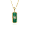 14K Yellow Gold Diamond and Malachite Bujukan Medallion Pendant With Detachable Bail - 0.13 ct