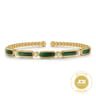 14K Yellow Gold Diamond and Malachite Cuff Bangle Bracelet-Bujukan - 0.21 ct