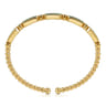14K Yellow Gold Diamond and Malachite Cuff Bangle Bracelet-Bujukan - 0.21 ct