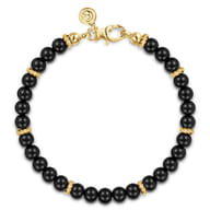 14K Yellow Gold Diamond and Onyx Bracelet