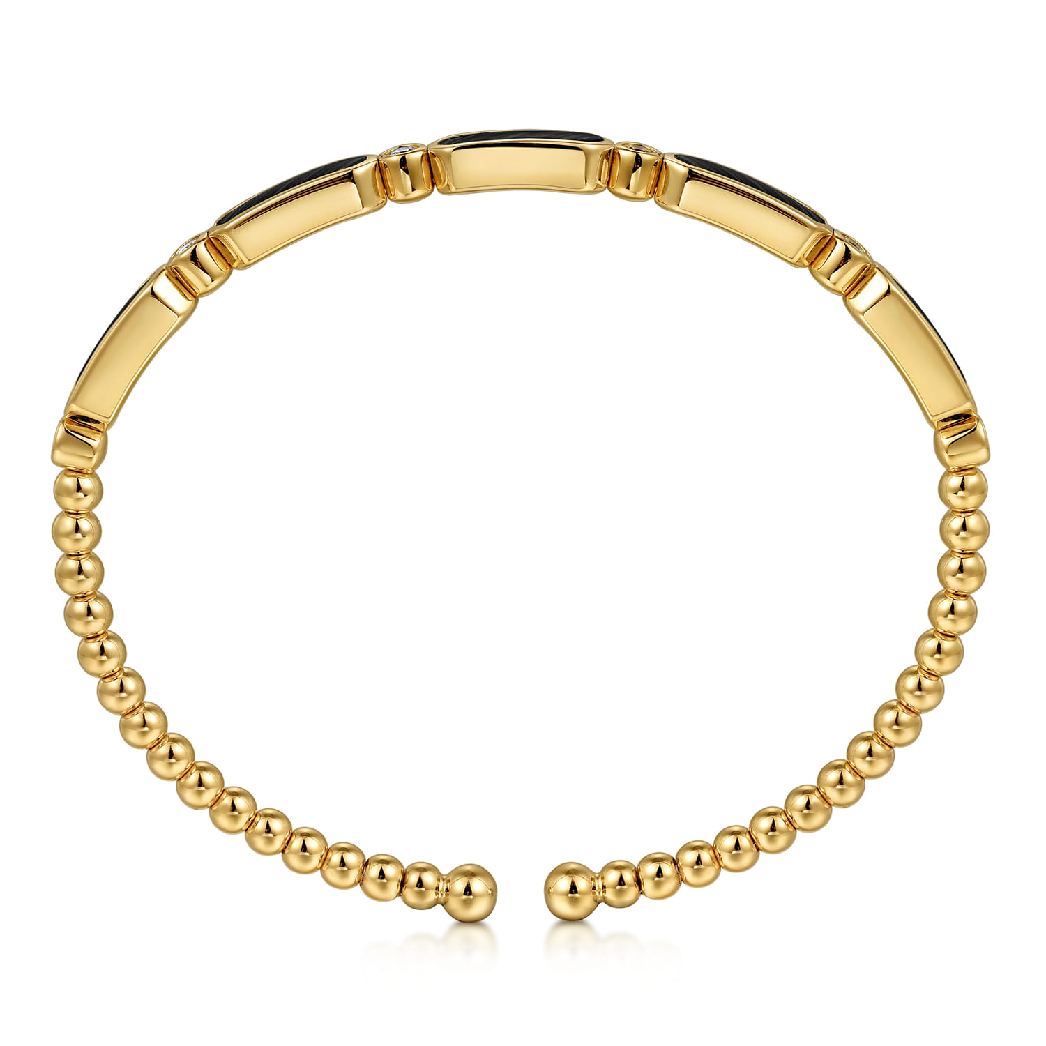 14K Yellow Gold Diamond and Onyx Bujukan Bangle - 0.21 ct - Shot 3