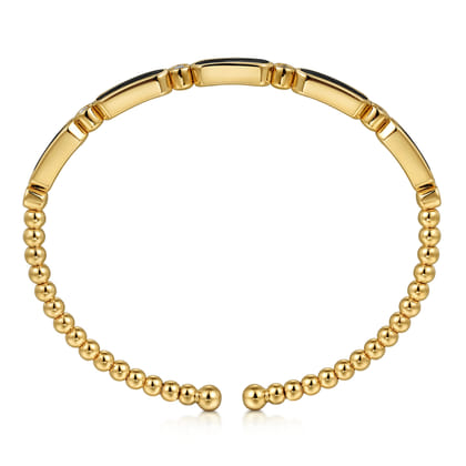 14K Yellow Gold Diamond and Onyx Bujukan Bangle