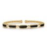 14K Yellow Gold Diamond and Onyx Bujukan Bangle - 0.21 ct
