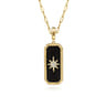 14K Yellow Gold Diamond and Onyx Bujukan Medallion Pendant With Detachable Bail - 0.13 ct