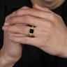 14K Yellow Gold Diamond and Onyx Mens Ring in High Polished Finish - 0.21 ct
