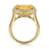 14K Yellow Gold Diamond and Oval Shape Citrine Ladies Ring With Flower Pattern Gallery - 0.24 ct