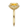 14K Yellow Gold Diamond and Oval Shape Citrine Ladies Ring With Flower Pattern Gallery - 0.24 ct