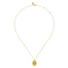 14K Yellow Gold Diamond and Oval Shape Citrine Necklace With Flower Pattern J-Back - 0.24 ct