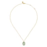 14K Yellow Gold Diamond and Oval Shape Green Amethyst Necklace With Flower Pattern J-Back - 0.24 ct