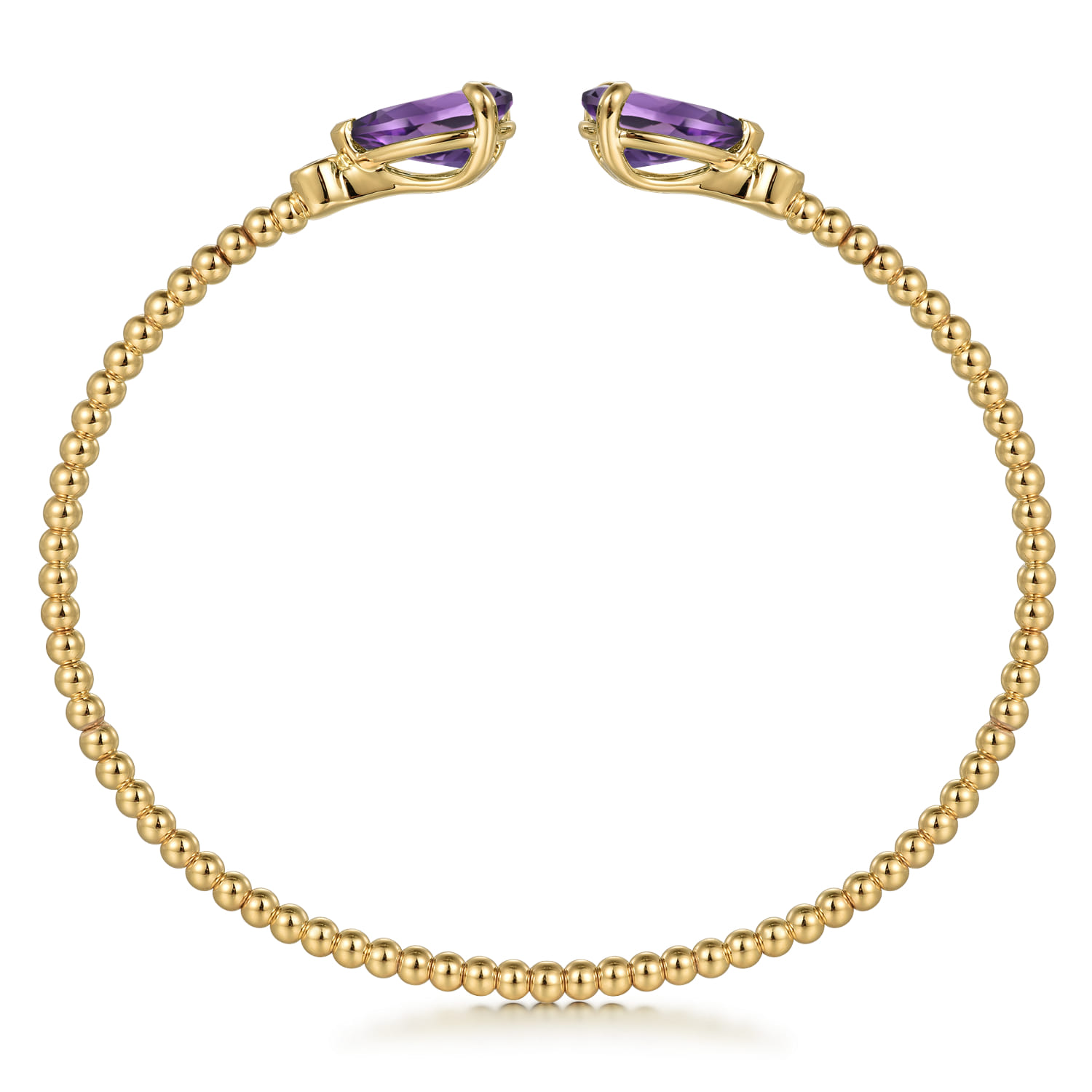 14K Yellow Gold Diamond and Pear Shape Amethyst Bujukan Bangle - 0.07 ct - Shot 3
