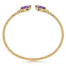 14K Yellow Gold Diamond and Pear Shape Amethyst Bujukan Bangle - 0.07 ct