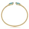 14K Yellow Gold Diamond and Pear Shape Blue Topaz Bujukan Bangle - 0.07 ct