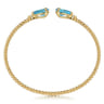 14K Yellow Gold Diamond and Pear Shape Blue Topaz Bujukan Bangle - 0.07 ct