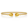 14K Yellow Gold Diamond and Pear Shape Citrine Bujukan Bangle - 0.07 ct
