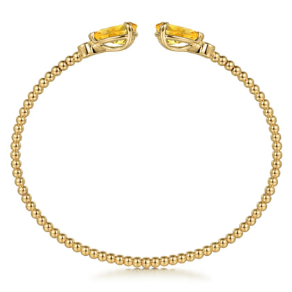 14K Yellow Gold Diamond and Pear Shape Citrine Bujukan Bangle