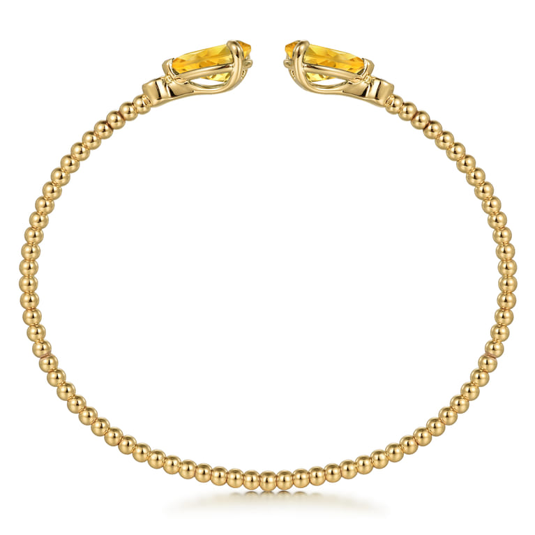 14K Yellow Gold Diamond and Pear Shape Citrine Bujukan Bangle - 0.07 ct - Shot 3