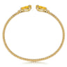 14K Yellow Gold Diamond and Pear Shape Citrine Bujukan Bangle - 0.07 ct