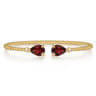 14K Yellow Gold Diamond and Pear Shape Garnet Bujukan Bangle - 0.07 ct