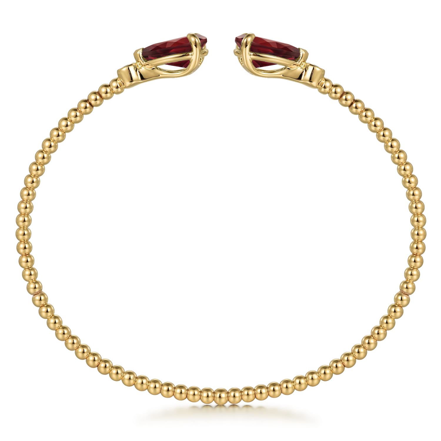 14K Yellow Gold Diamond and Pear Shape Garnet Bujukan Bangle - 0.07 ct - Shot 3