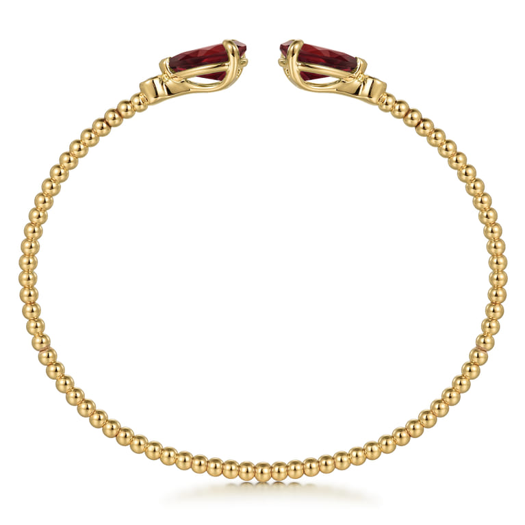 14K Yellow Gold Diamond and Pear Shape Garnet Bujukan Bangle - 0.07 ct - Shot 3