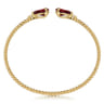 14K Yellow Gold Diamond and Pear Shape Garnet Bujukan Bangle - 0.07 ct