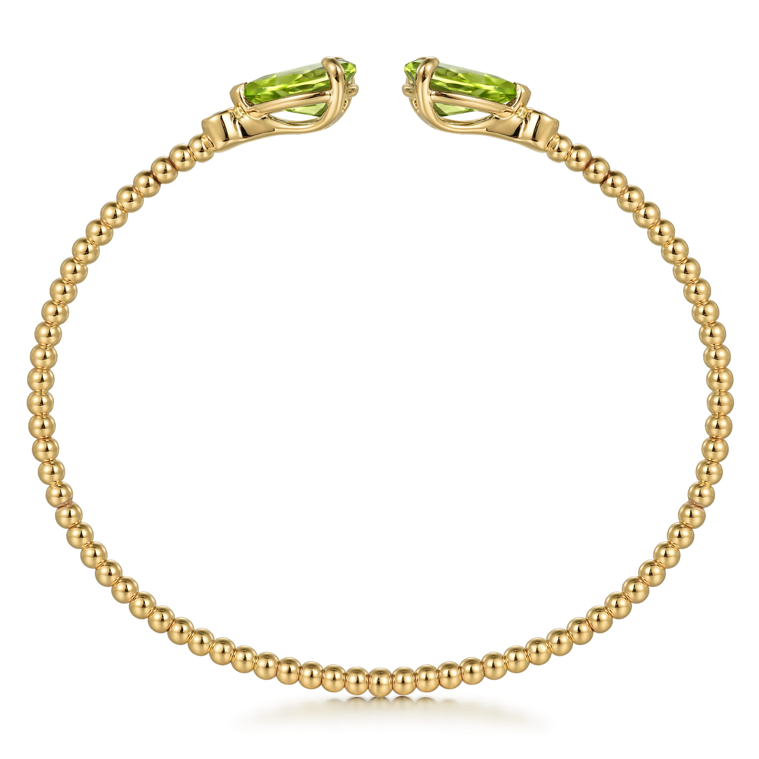 14K Yellow Gold Diamond and Pear Shape Peridot Bujukan Bangle - 0.07 ct - Shot 3