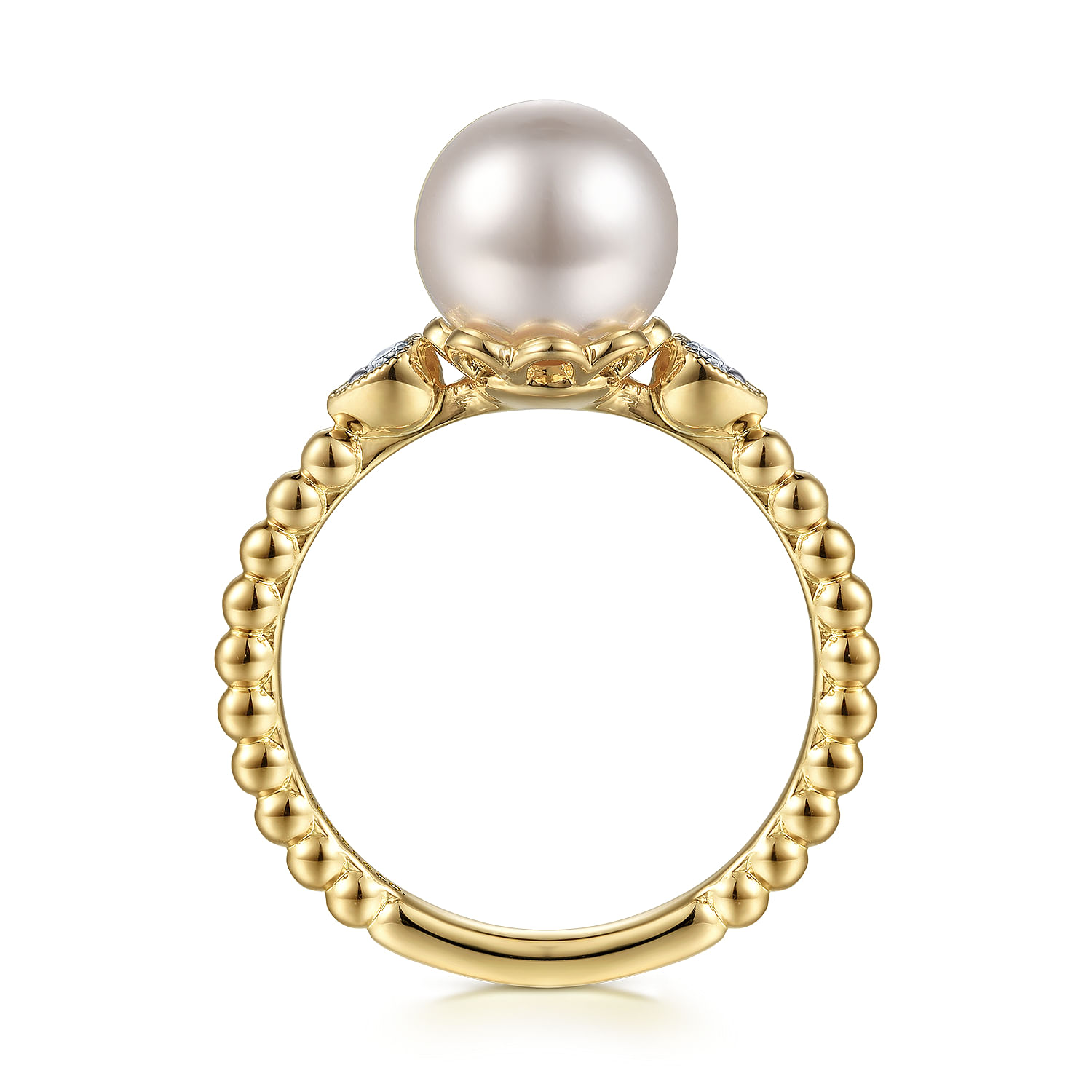 14K Yellow Gold Diamond and Pearl Bujukan Ring