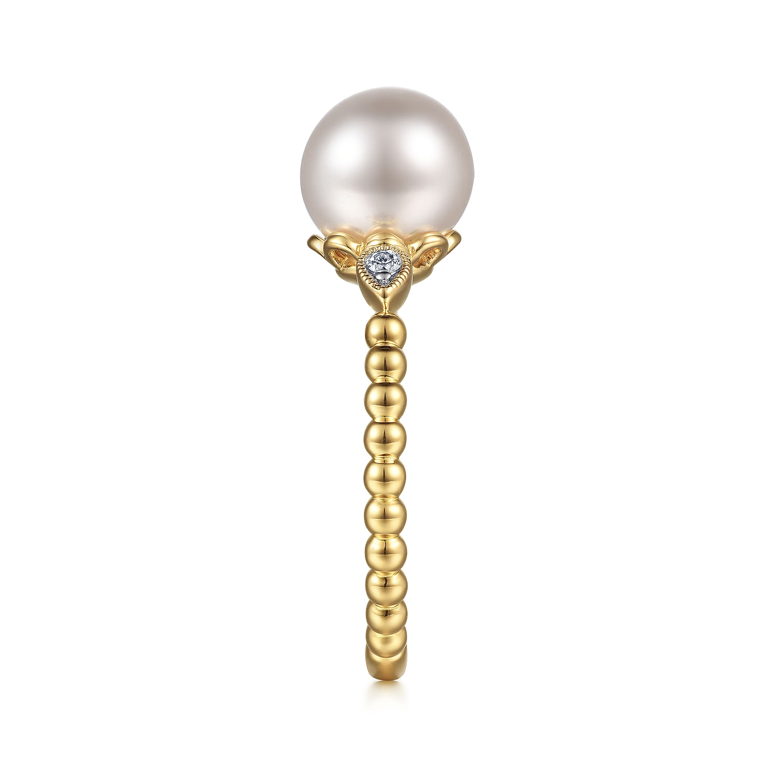 14K Yellow Gold Diamond and Pearl Bujukan Ring