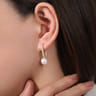 14K Yellow Gold Diamond and Pearl Fish Wire Drop Earrings - 0.3 ct