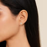 14K Yellow Gold Diamond and Pearl Halo Stud Earrings - 0.1 ct