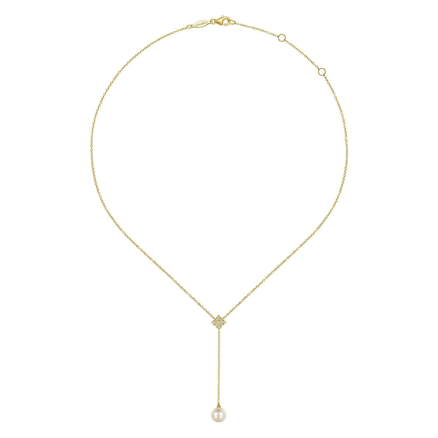 【2023ホリデー限定DIAMOND&PEARL LARIAT NECKLACE 14K Yellow Gold Diamond and Pearl Lariat Necklace @ $950