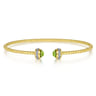 14K Yellow Gold Diamond and Peridot Bujukan Open Bangle - 0.2 ct