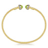 14K Yellow Gold Diamond and Peridot Bujukan Open Bangle - 0.2 ct