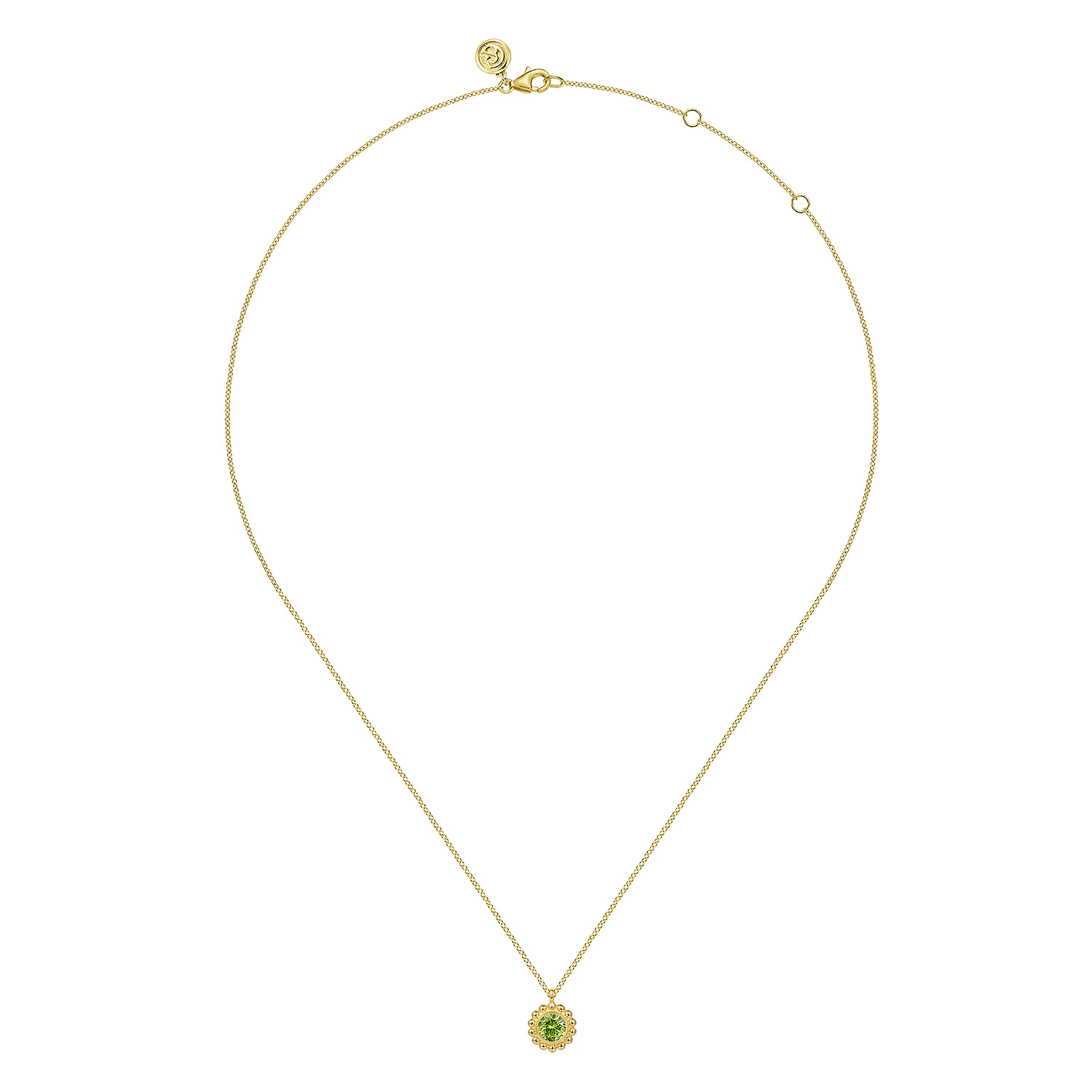 14K Yellow Gold Diamond and Peridot Bujukan Pendant Necklace