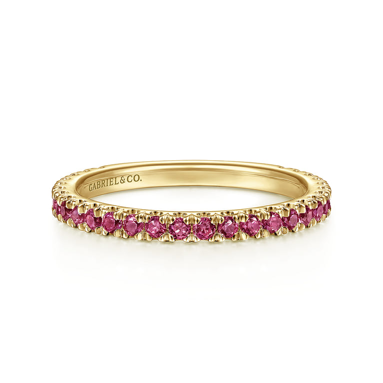 14K Yellow Gold Diamond and Pink Tourmaline Ladies Ring - Shot 1