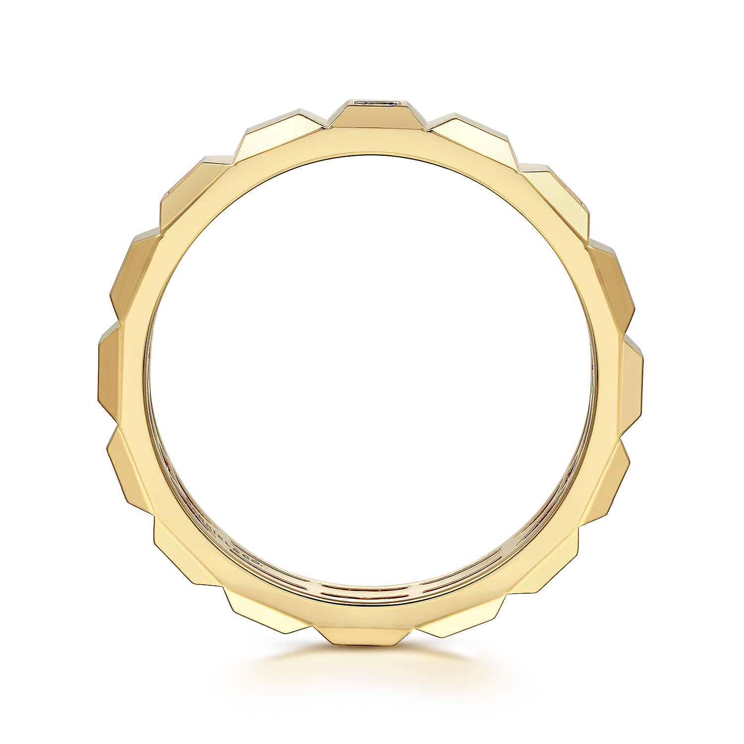 14K Yellow Gold Diamond and Pyramid Shape Ladies Stackable Ring - 0.03 ct - Shot 2