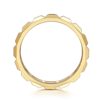 14K Yellow Gold Diamond and Pyramid Shape Ladies Stackable Ring