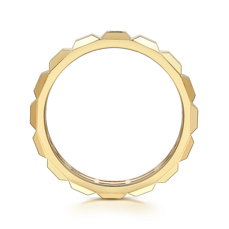 14K Yellow Gold Diamond and Pyramid Shape Ladies Stackable Ring - 0.03 ct - Shot 2