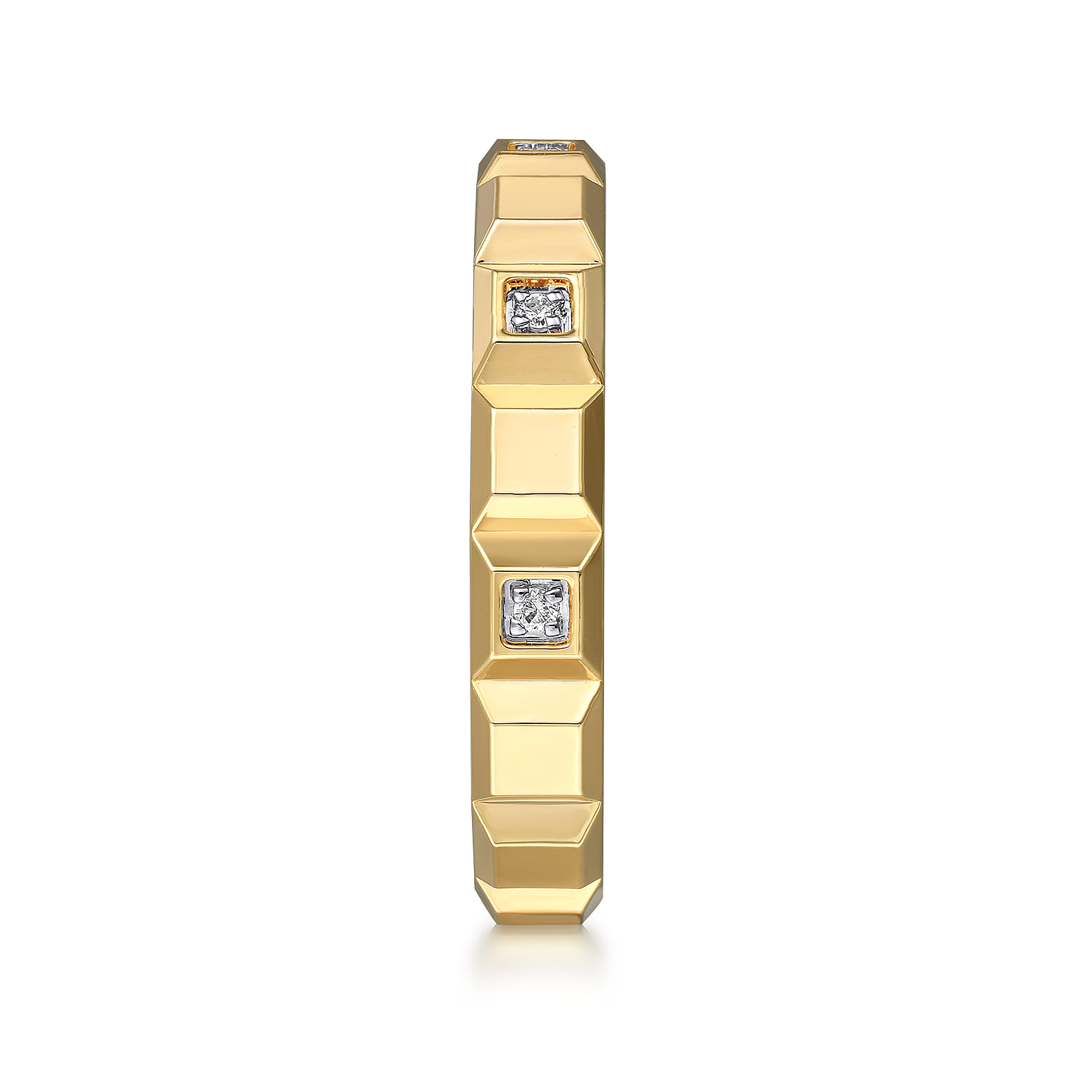 14K Yellow Gold Diamond and Pyramid Shape Ladies Stackable Ring - 0.03 ct - Shot 4