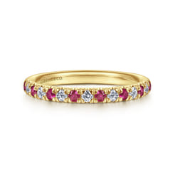 14K Yellow Gold Diamond and Ruby Anniversary Band