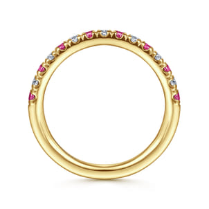 14K Yellow Gold Diamond and Ruby Anniversary Band