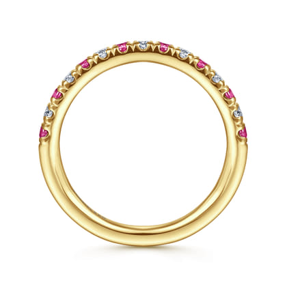 14K Yellow Gold Diamond and Ruby Anniversary Band