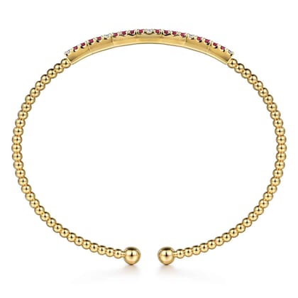 14K Yellow Gold Diamond and Ruby Bangle