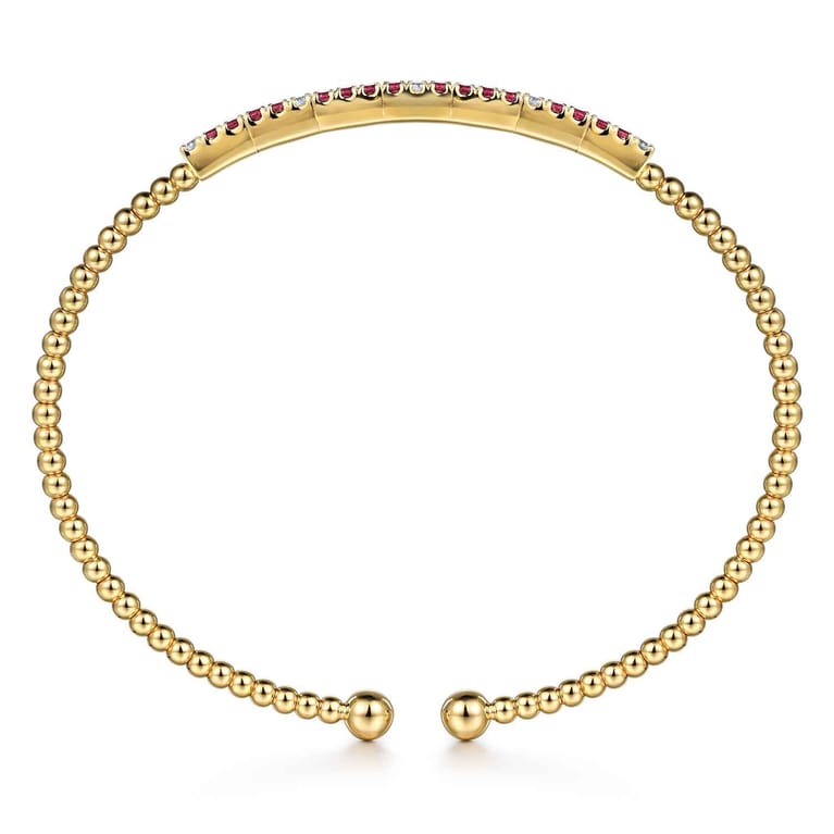 14K Yellow Gold Diamond and Ruby Bangle - 0.09 ct - Shot 3