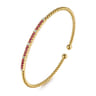 14K Yellow Gold Diamond and Ruby Bangle - 0.09 ct