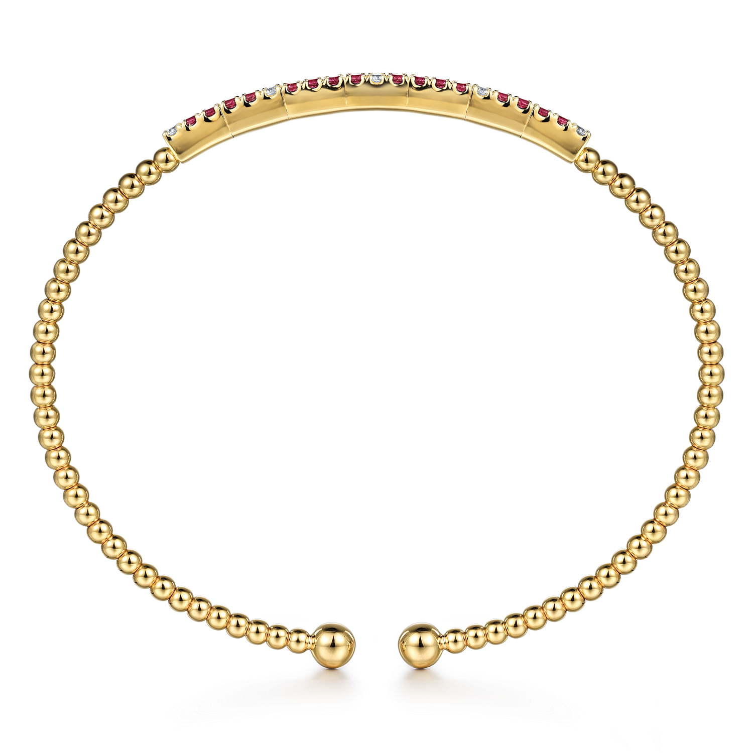 14K Yellow Gold Diamond and Ruby Bangle