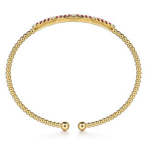 14K Yellow Gold Diamond and Ruby Bangle