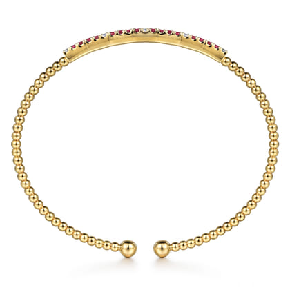 14K Yellow Gold Diamond and Ruby Bangle