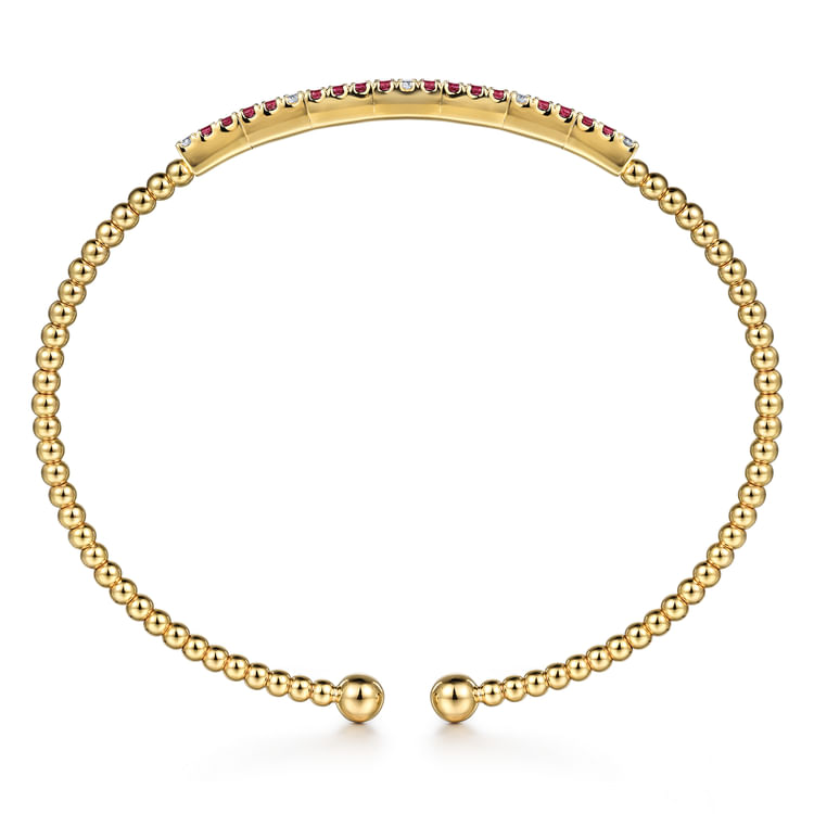 14K Yellow Gold Diamond and Ruby Bangle