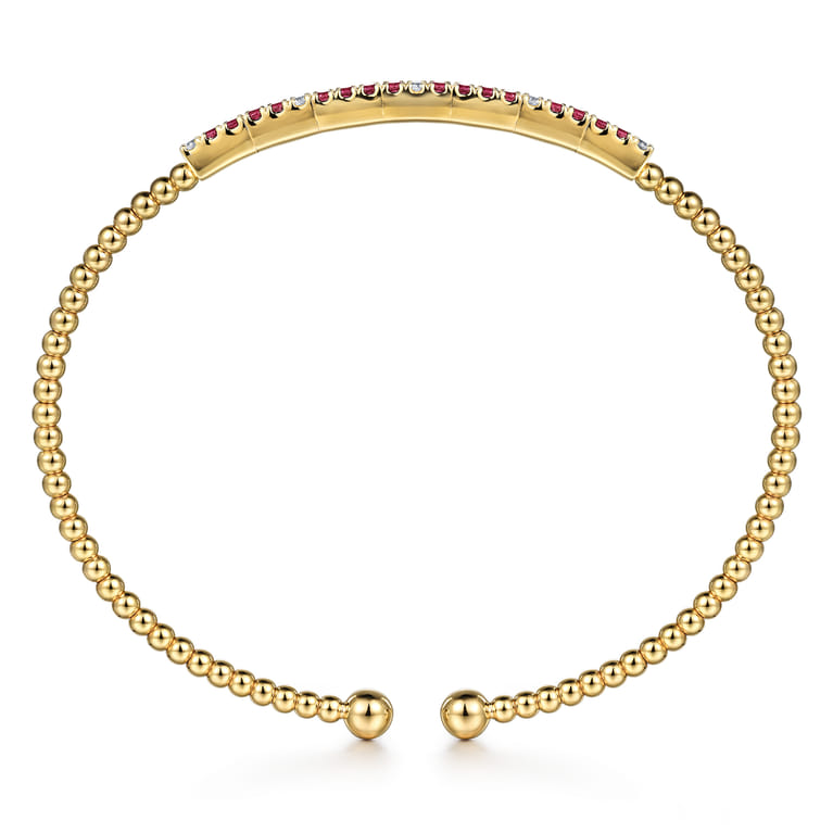 14K Yellow Gold Diamond and Ruby Bangle - 0.09 ct - Shot 3